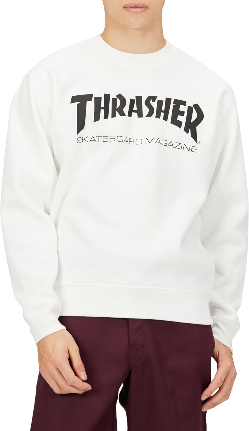 

Мужская толстовка с круглым вырезом Slasher TH8401 (с логотипом бренда) в классическом стиле Thrasher, белый/черный