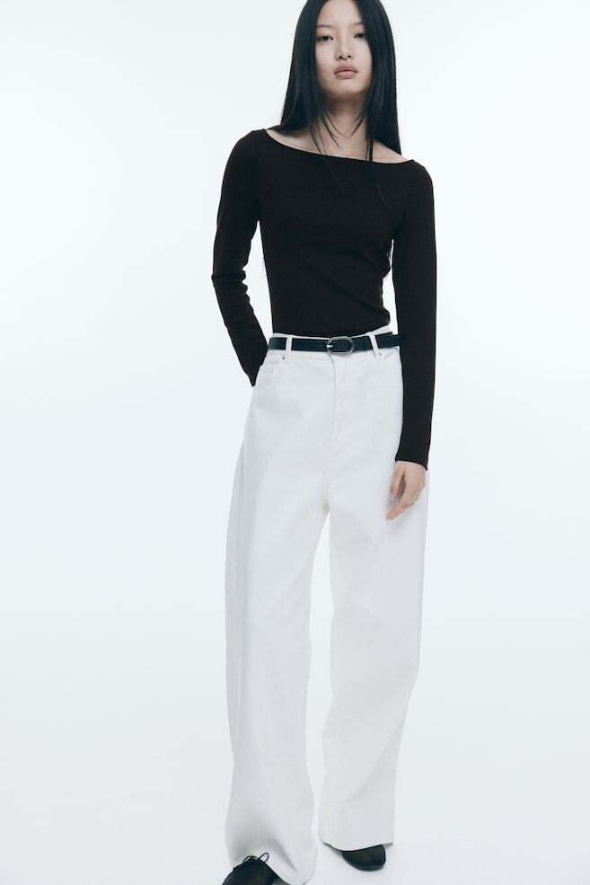

Рубашка с вырезом-лодочкой H&M, черный