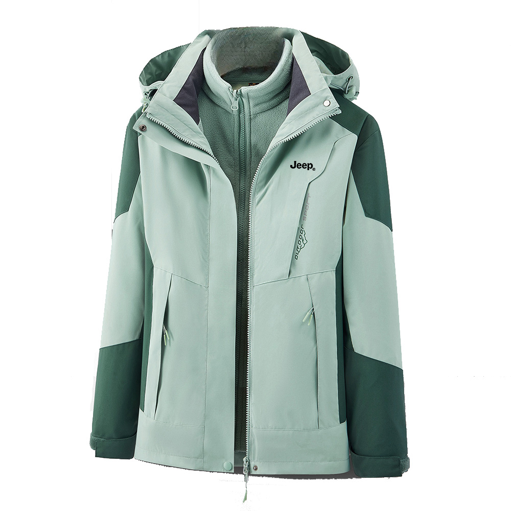 

Jeep Ветровка непромокаемая ветронепроницаемая дышащая и устойчивая к истиранию унисекс, Women's Dark Green (3-in-1)