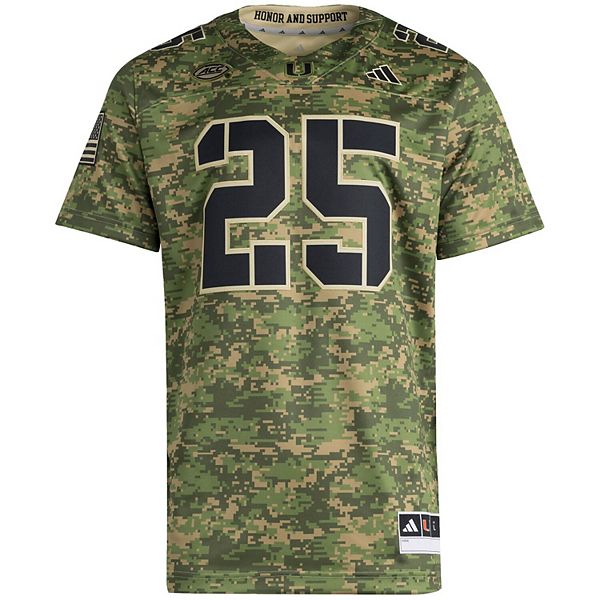 Мужская футболка #25 camo miami hurricanes honor & support premier strategy Adidas — фото 3