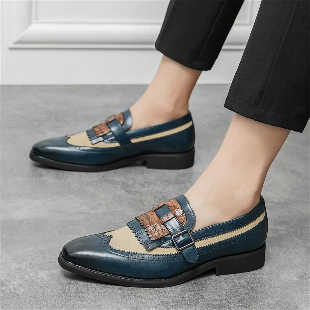 

Мужские лоферы с кисточками, повседневные туфли без шнурков, формальные оксфорды на низком каблуке Abborora, синий