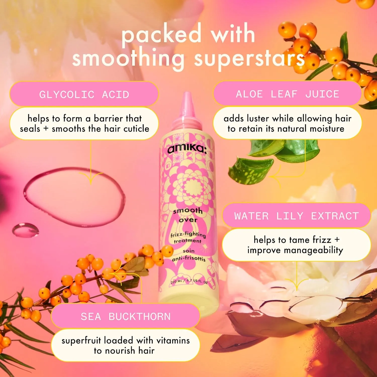Средство для разглаживания и борьбы с пушистостью волос amika Smooth Over Frizz-Fight-Fight Treatment Mask — фото 3
