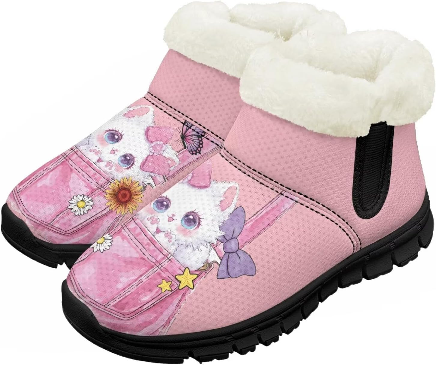 

Детские зимние ботинки Chririnla для мальчиков и девочек, утепленные высокие кеды «босиком» с противоскользящей подошвой и флисовой подкладкой, пушистые слипоны, белый