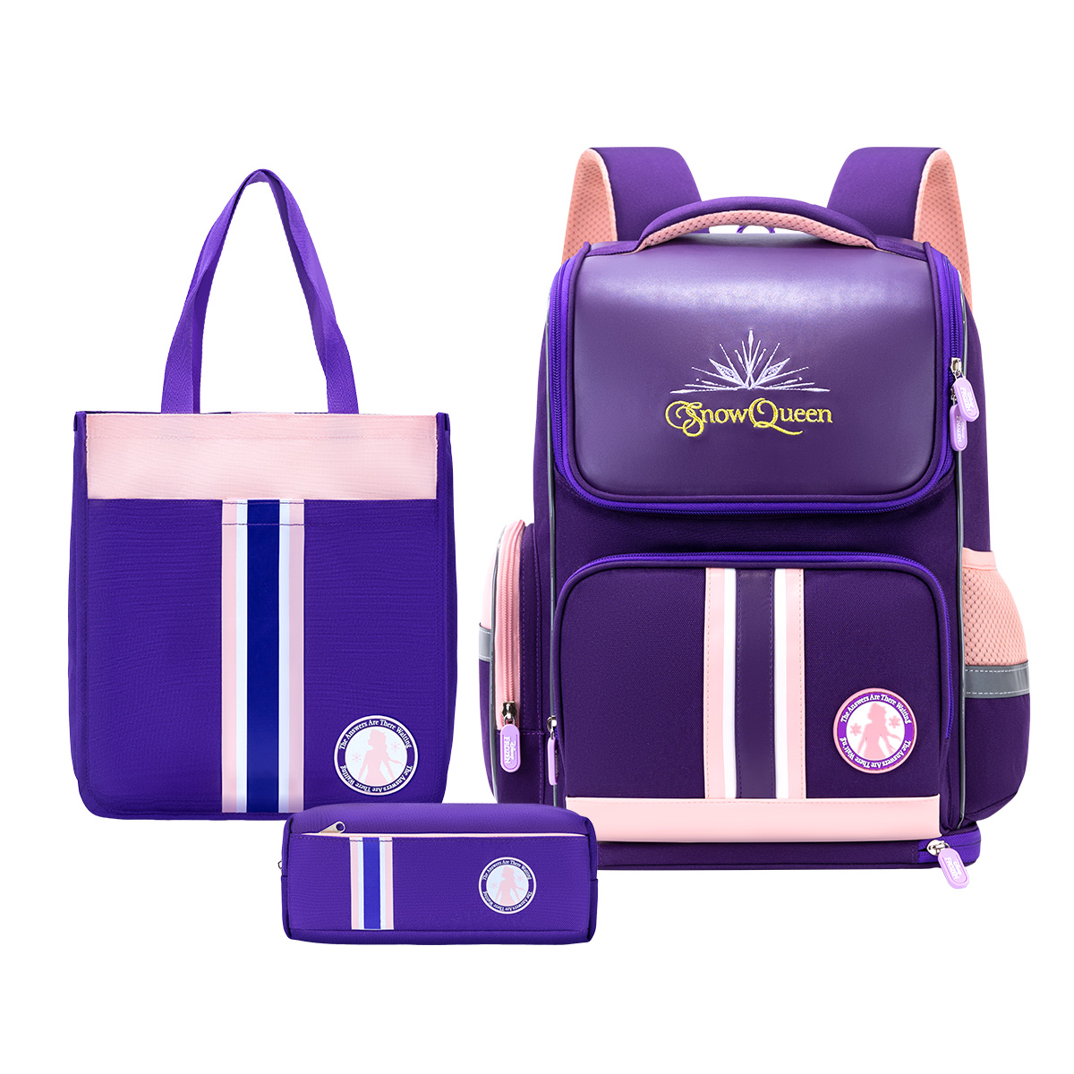 

Disney Полиэстеровый рюкзак с полиуретановой спинкой унисекс синий/темно-синий/фиолетовый/черный, [Spine Protection Backpack+Pen Pouch+Tutoring Bag]Dark Purple[Grades 3-6]