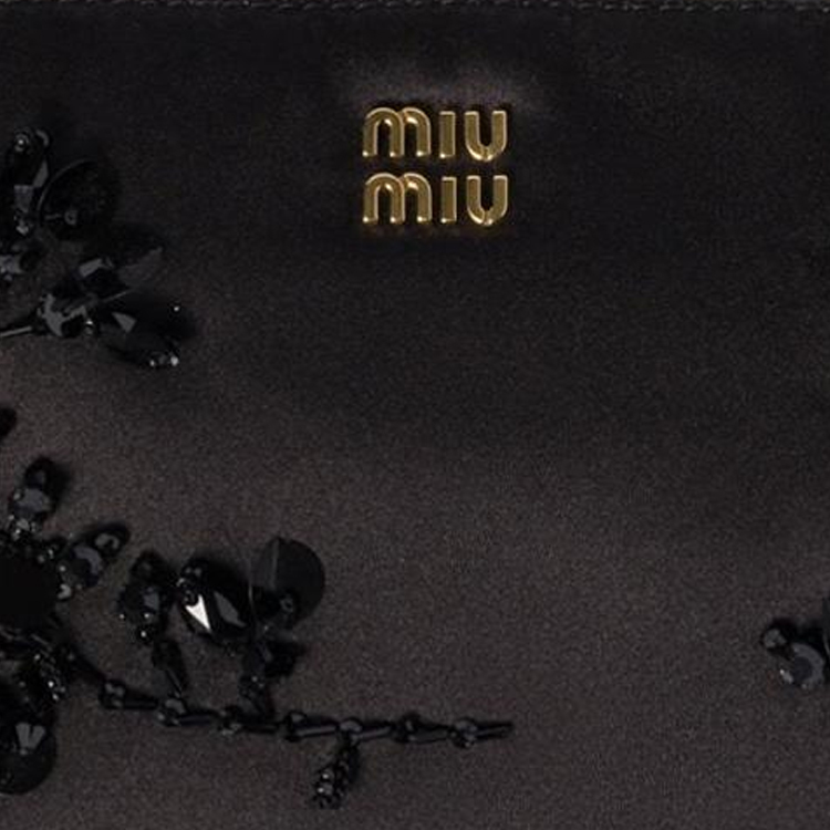 MIU MIU Шелковая мини-сумка через плечо для женщин Black — фото 4