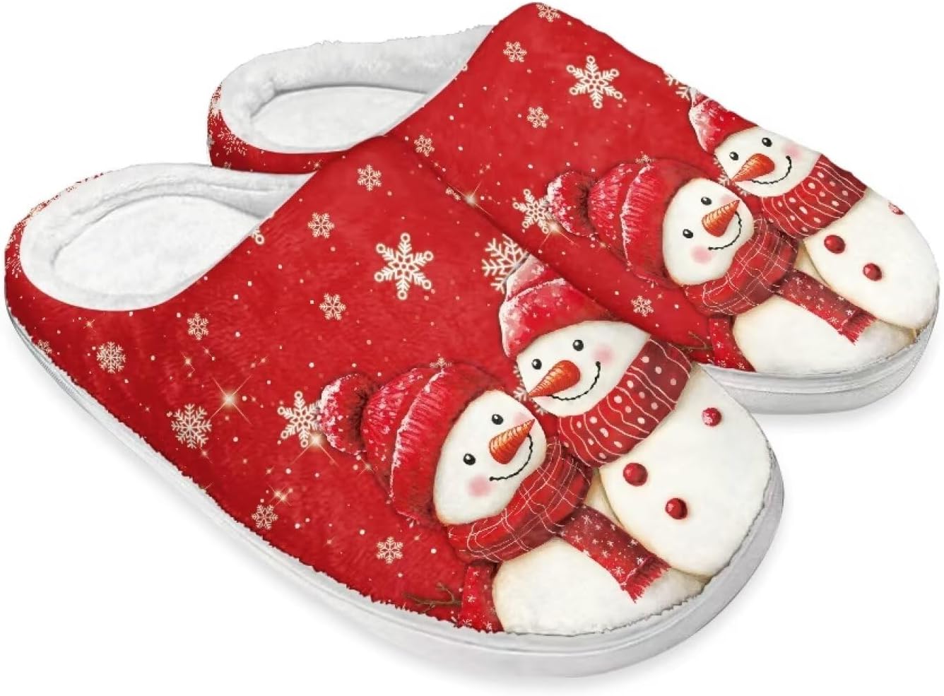 

Тапочки STUOARTE для женщин и мужчин, мягкие домашние тапочки, теплые и пушистые, плюшевые, противоскользящие, на низком ходу, белый/красный