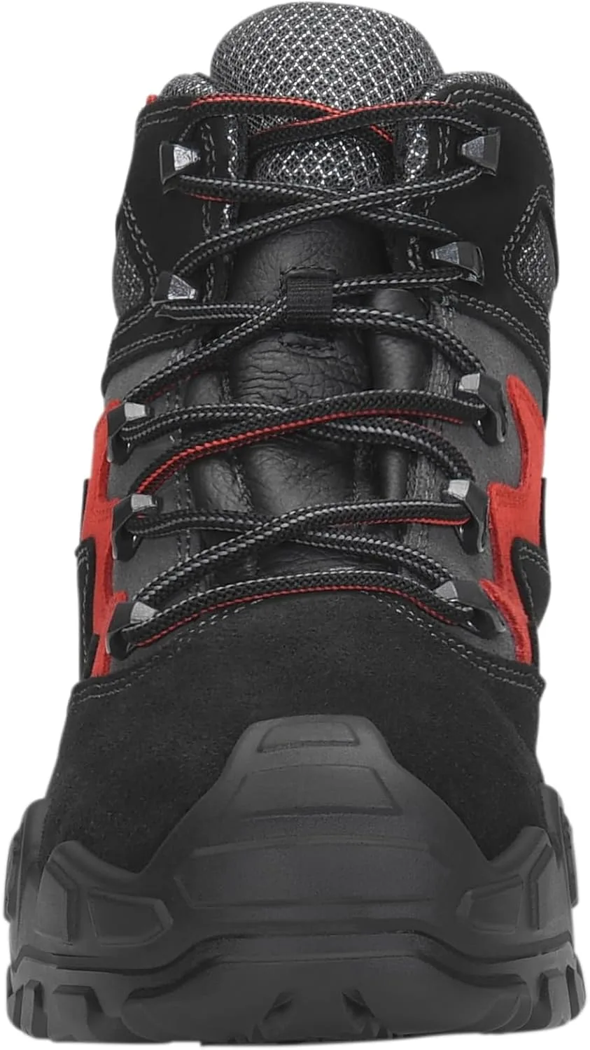 Защитные ботинки ELTEN Mick Black-red Mid ESD S3S, женские и мужские, кожа/текстиль, стальной защитный носок, легкие, классические, черный/красный — фото 4