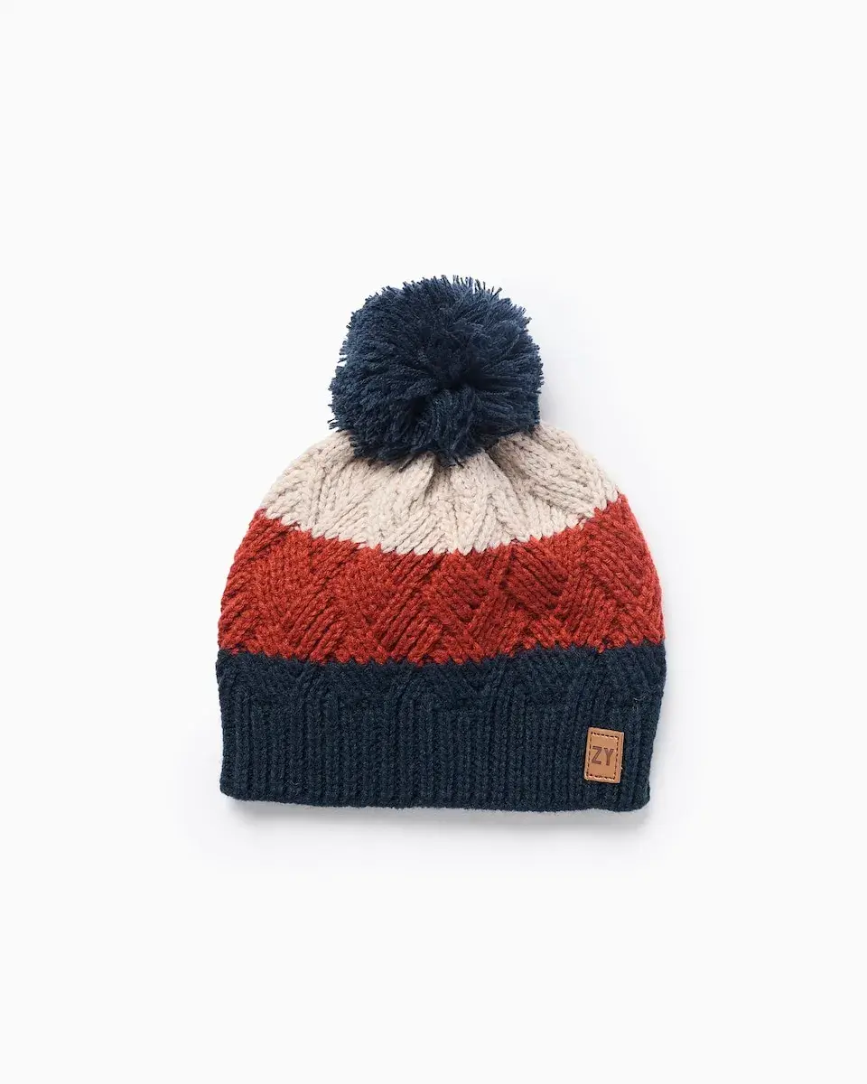 

Шапочка с плетеным носком и помпоном Zippy, мультиколор