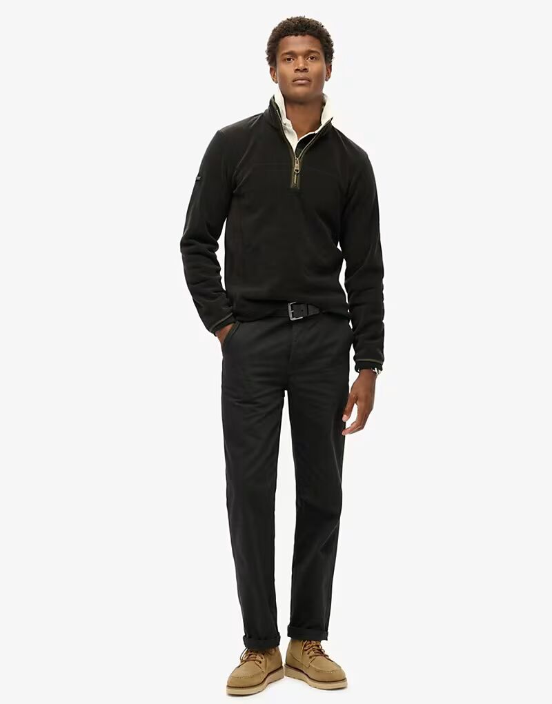 

Флисовая кофта Estate с застежкой-молнией на половину длины, черного цвета Superdry