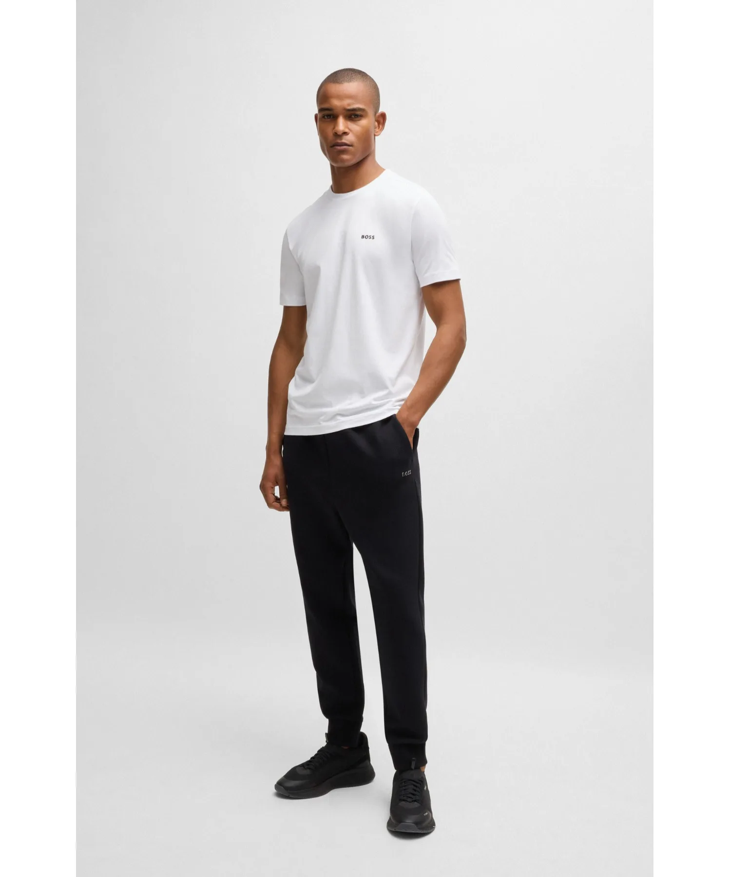 Мужская футболка с контрастным логотипом BOSS Green stretch cotton темно-blue — фото 4