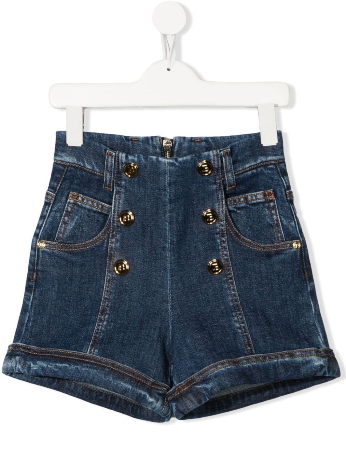 

Balmain Kids джинсовые шорты с завышенной талией, синий