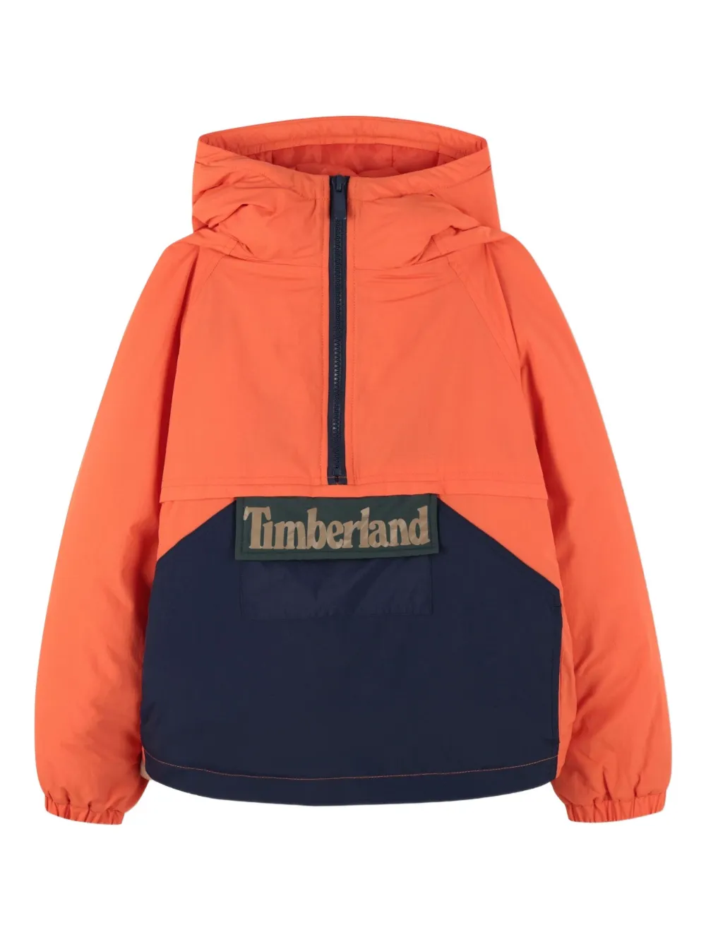 Утепленная куртка с капюшоном и цветными блоками Timberland Kids, оранжевый — фото 2