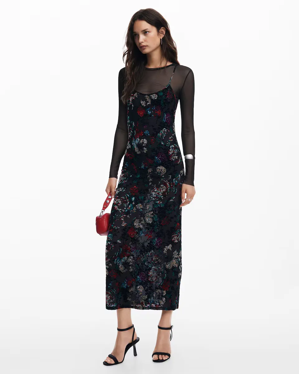 

Сетчатое комбинированное платье Desigual, черный