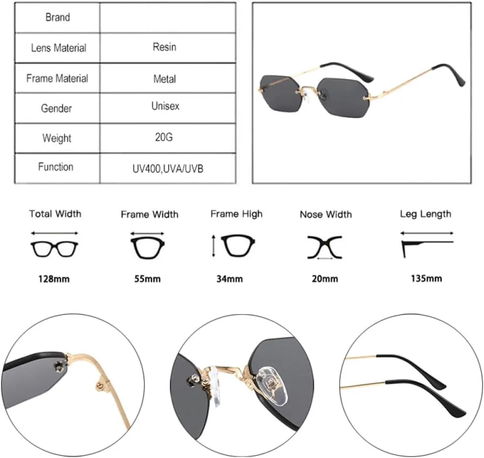 

Солнцезащитные очки Polygon без оправы для женщин, винтажные, с прозрачными линзами цвета океана, мужские солнцезащитные очки UV400, серые и розовые LANGSER, 3