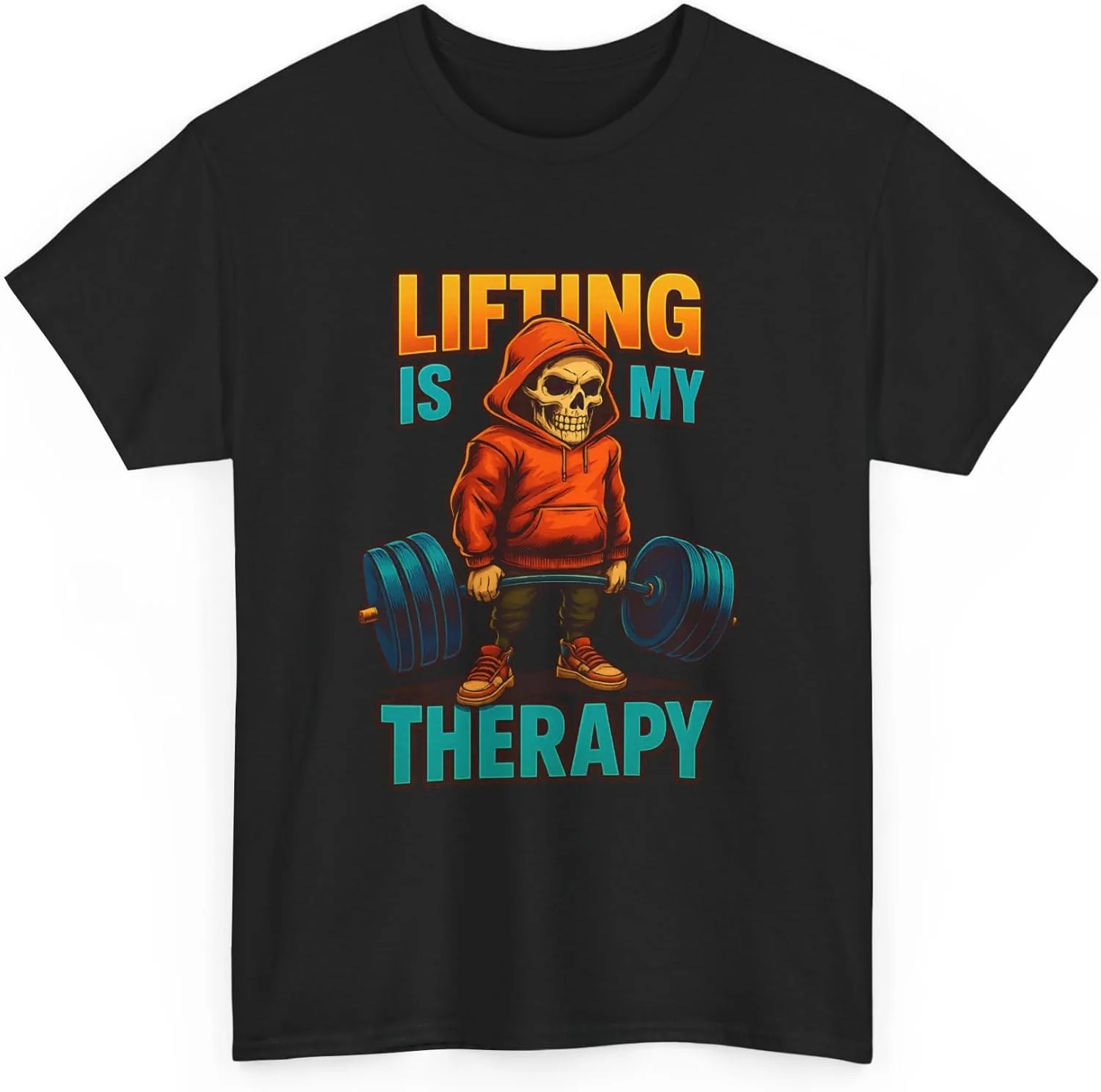 Футболка Unisex Lifting is My Therapy, спортивная майка, одежда для тренажерного зала, фитнес, повседневная одежда, для тяжелоатлетов, пауэрлифтеров, завсегдатаев спортзала GENERIC, черный — фото 3