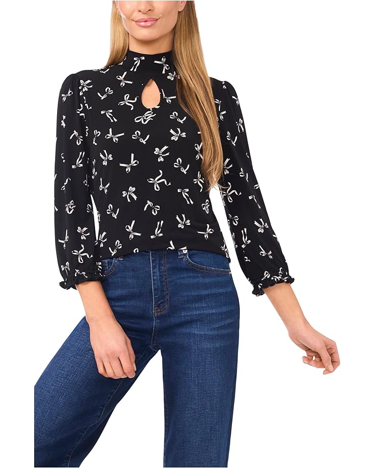 

Женский топ CeCe Tossed Bows Mock Neck, Rich Black