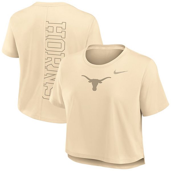 

Женская футболка cropped performance texas longhorns в бежевом цвете Nike