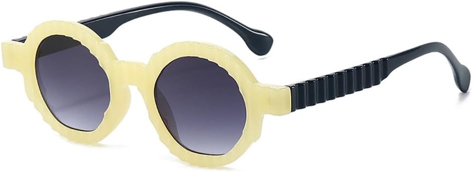 

Уникальные круглые солнцезащитные очки для женщин, модные двухцветные очки с защитой от УФ-излучения UV400, для мужчин в стиле панк, градиентные солнцезащитные очки TKKTLLT, Beige Black Gray