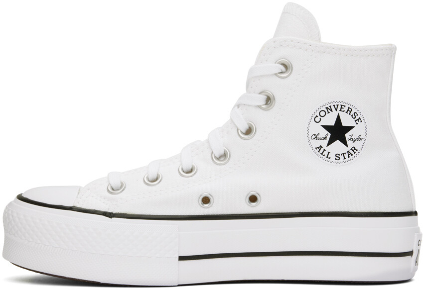 Белые кроссовки Chuck Taylor All Star Canvas Platform High Top Converse, белый/черный/белый — фото 3