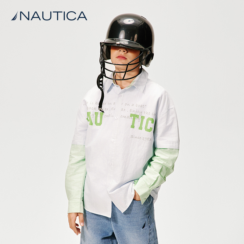Детская повседневные рубашка NAUTICA, синий/зеленый — фото 3