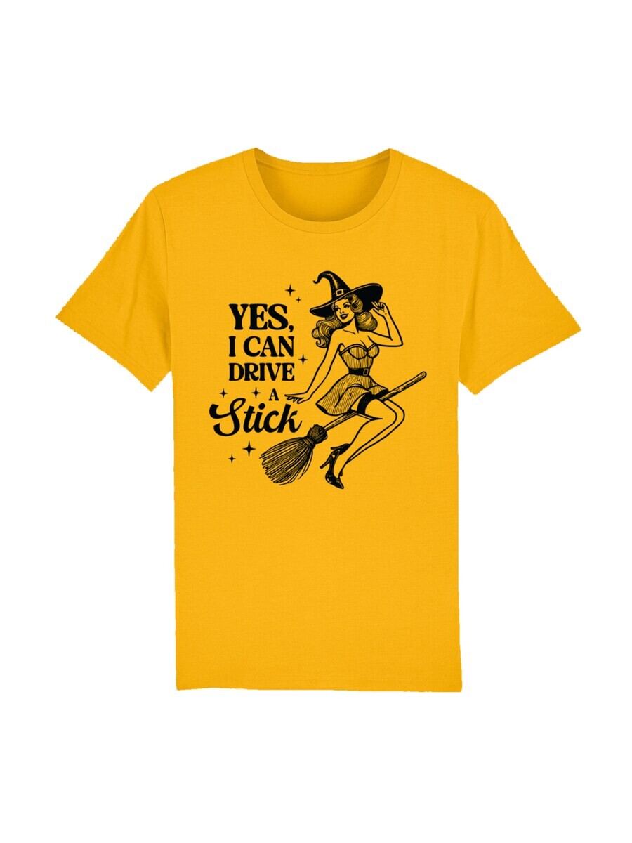 

Футболка F4NT4STIC Shirt Halloween Witch yes I can drive a stick, желтый