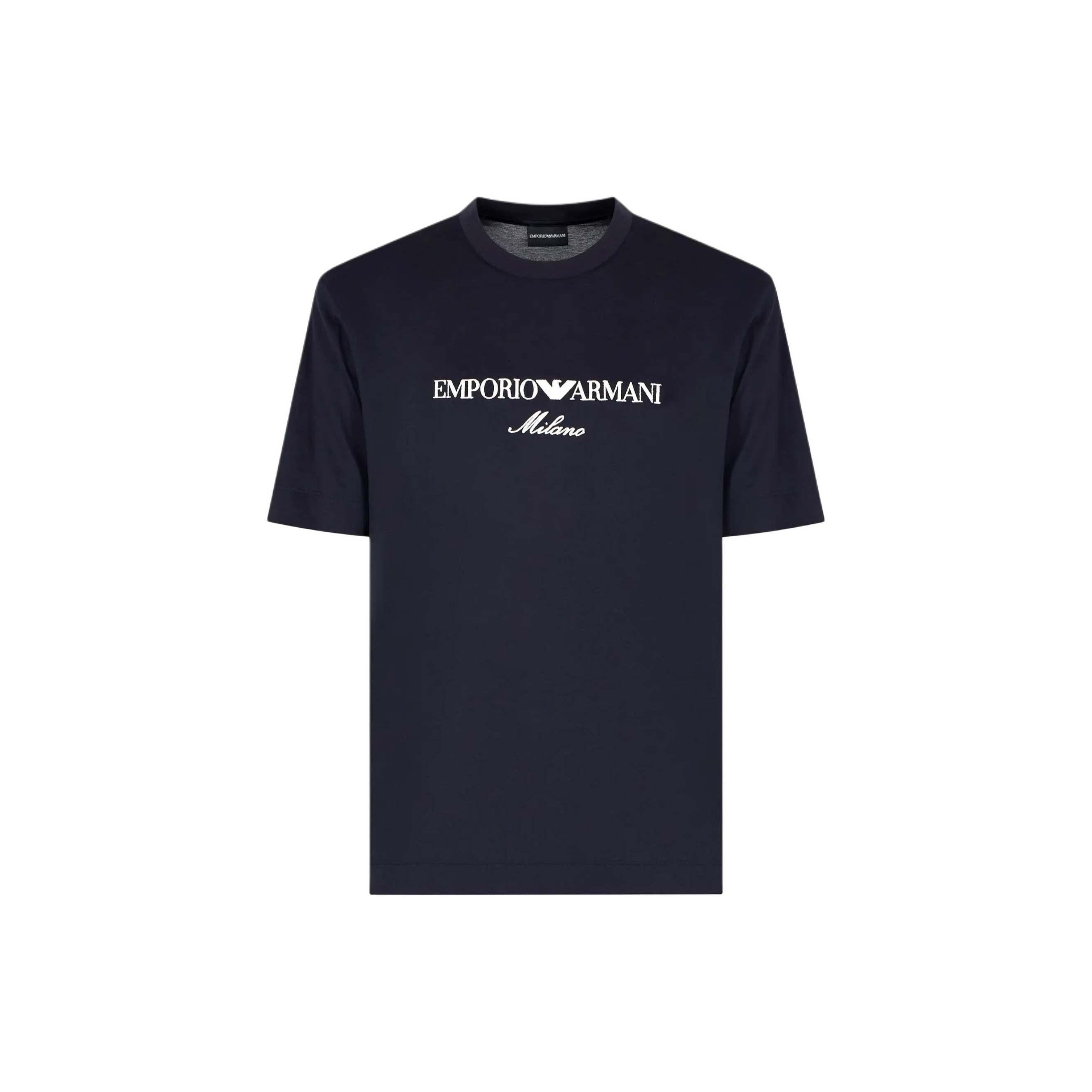 

Футболка с вышитым логотипом EMPORIO ARMANI, синий