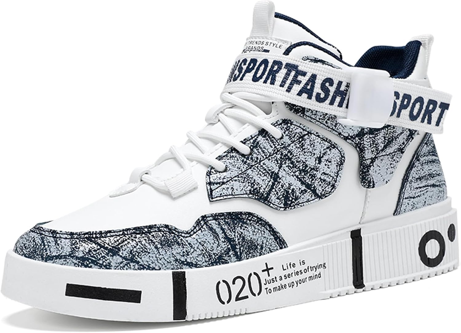 

Мужские модные кроссовки SPWAGYM, высокие скейт-обувь, стильные кроссовки, повседневные спортивные кроссовки для ходьбы, белый/синий