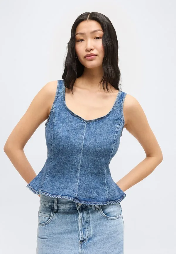 Блузка с баской для пильщика Gap, Medium Wash — фото 3
