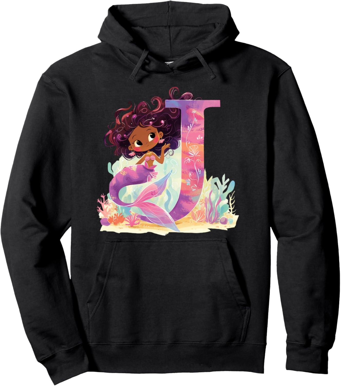 

J Начальная буква алфавита, меланин, черная русалка, день рождения, худи J Black Mermaid Tees Nyc