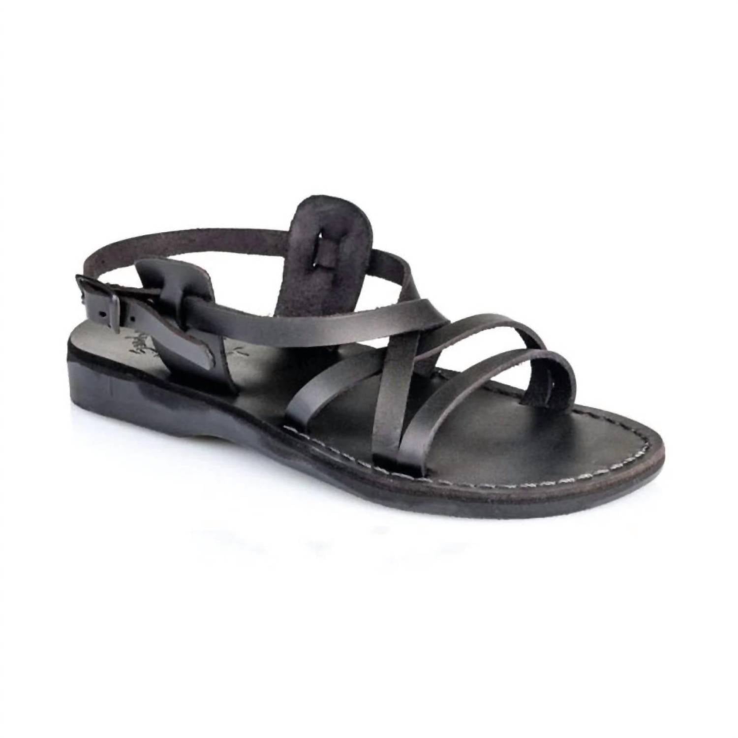 Сандалии Tzippora Leather Strappy Slingback черного цвета Jerusalem Sandals