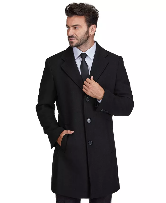 

Мужское шерстяное пальто Walker Car Coat с отложным воротником Braveman, черный