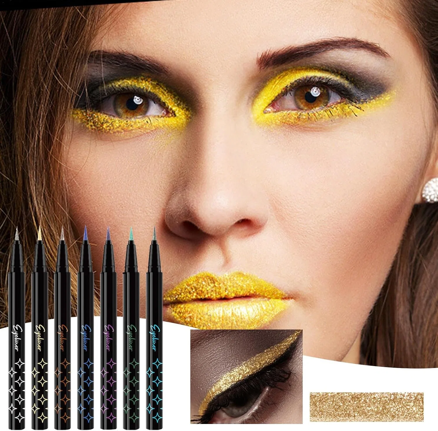 Набор карандашей для глаз Glitter Eyeliner Pencil Set, 7 цветов, без бренда — фото 2