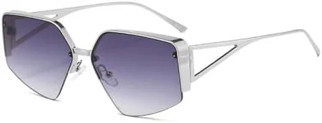 

Модные солнцезащитные очки Polygon 2027 для женщин, полуметаллические, в стиле ретро, ​​трендовые мужские солнцезащитные очки UV400 MTZJH, Silver Gray Gradient