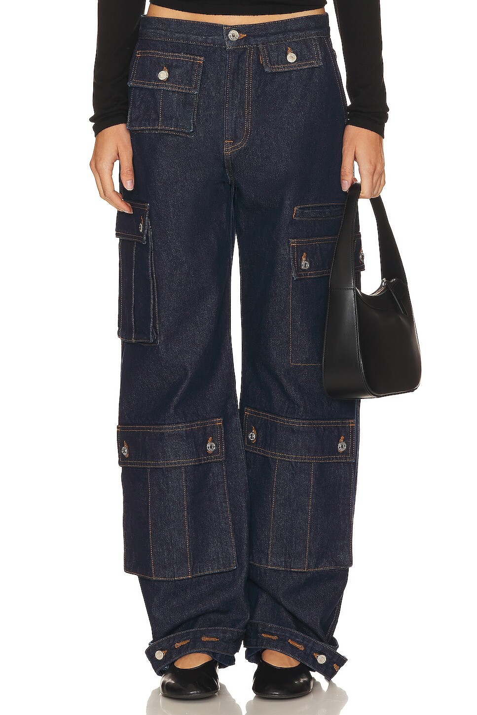 

Брюки GRLFRND Lara Low Rise Wide Leg Cargo, цвет Coldwater