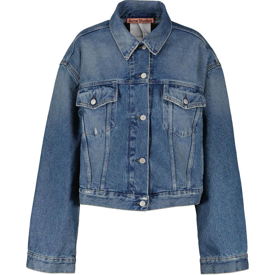 Acne Studios Приталенная джинсовая куртка с воротником и пуговицами, Blue — фото 3