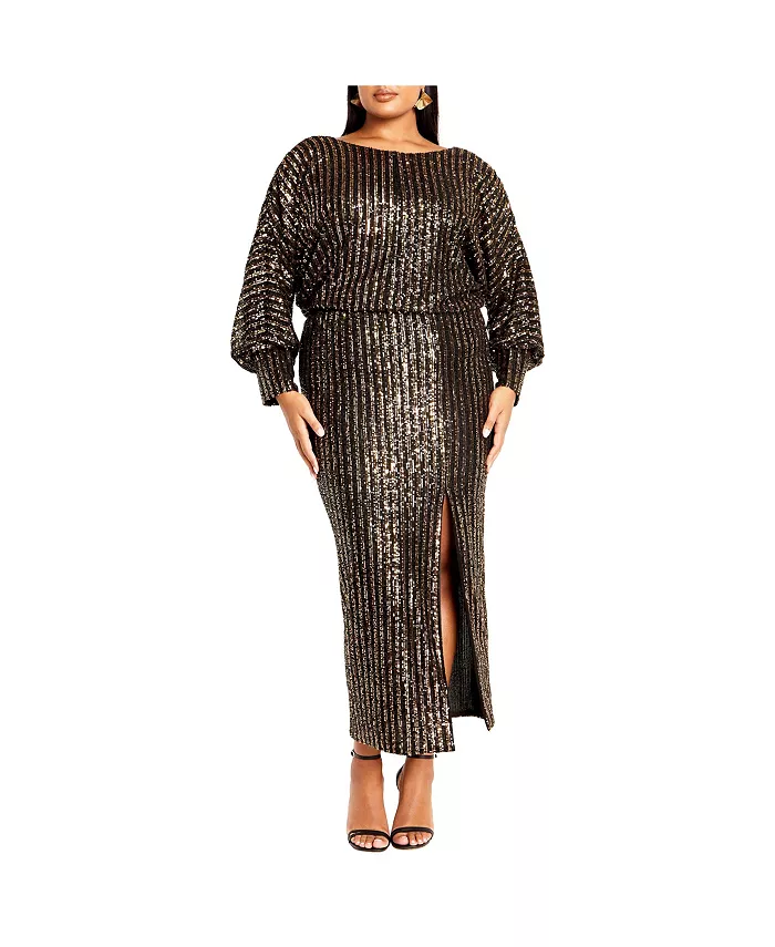 

Платье Tilli Sequin большого размера CITY CHIC, золотой