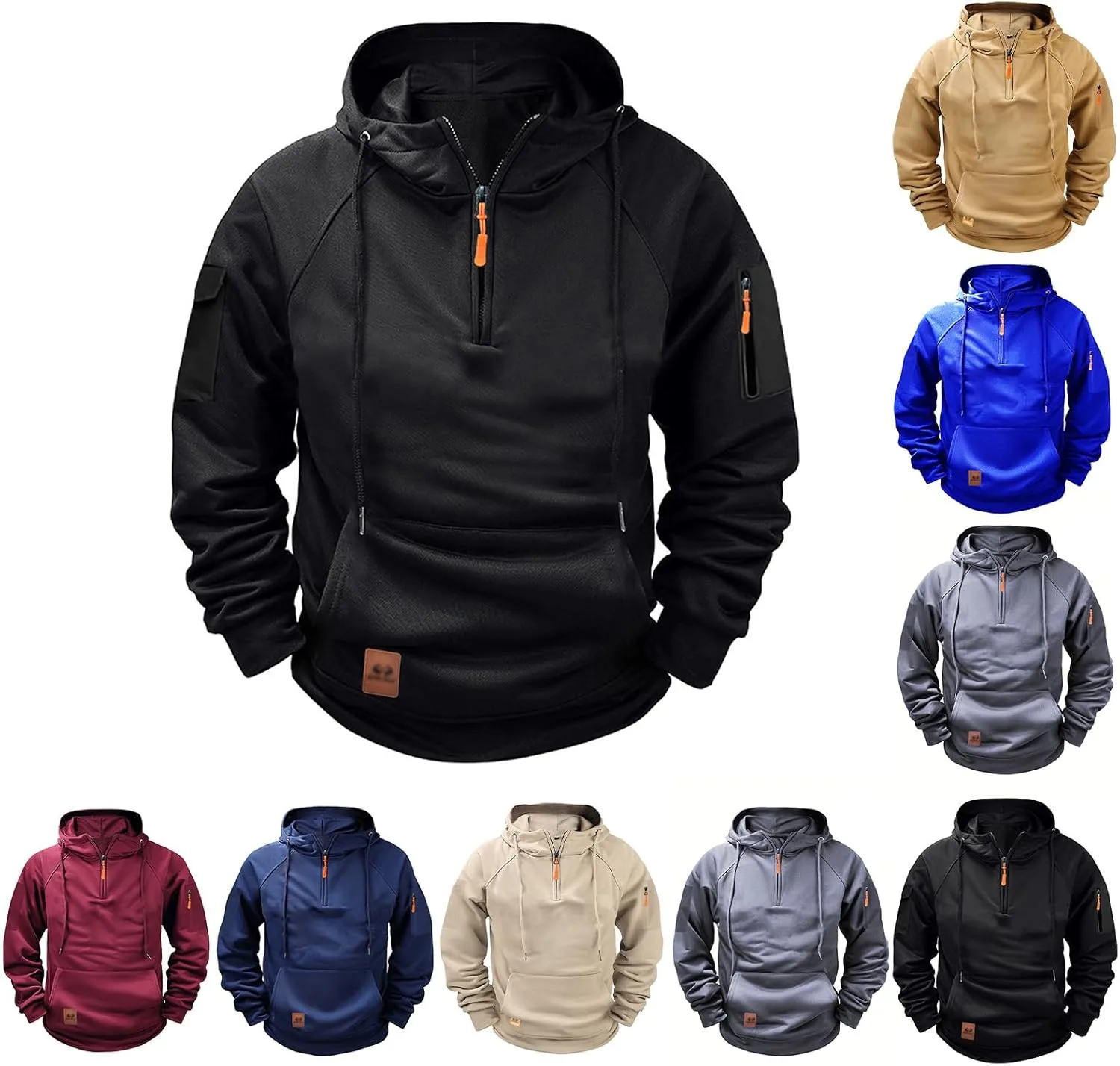 

Wankang Military Tactical толстовка с капюшоном для мужчин, утепленная, с полумолнией и карманами