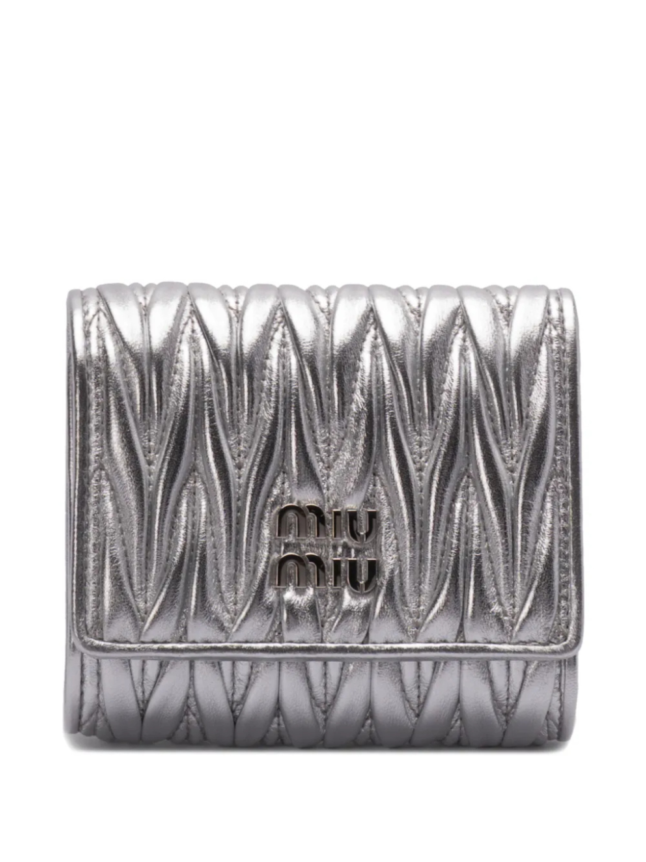 

Miu Miu маленький стеганый кошелек, серебристый