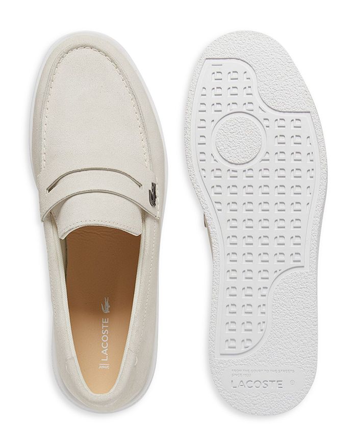 Мужские лоферы Lacoste Cochet из замши, цвет слоновая кость/кремовый — фото 2