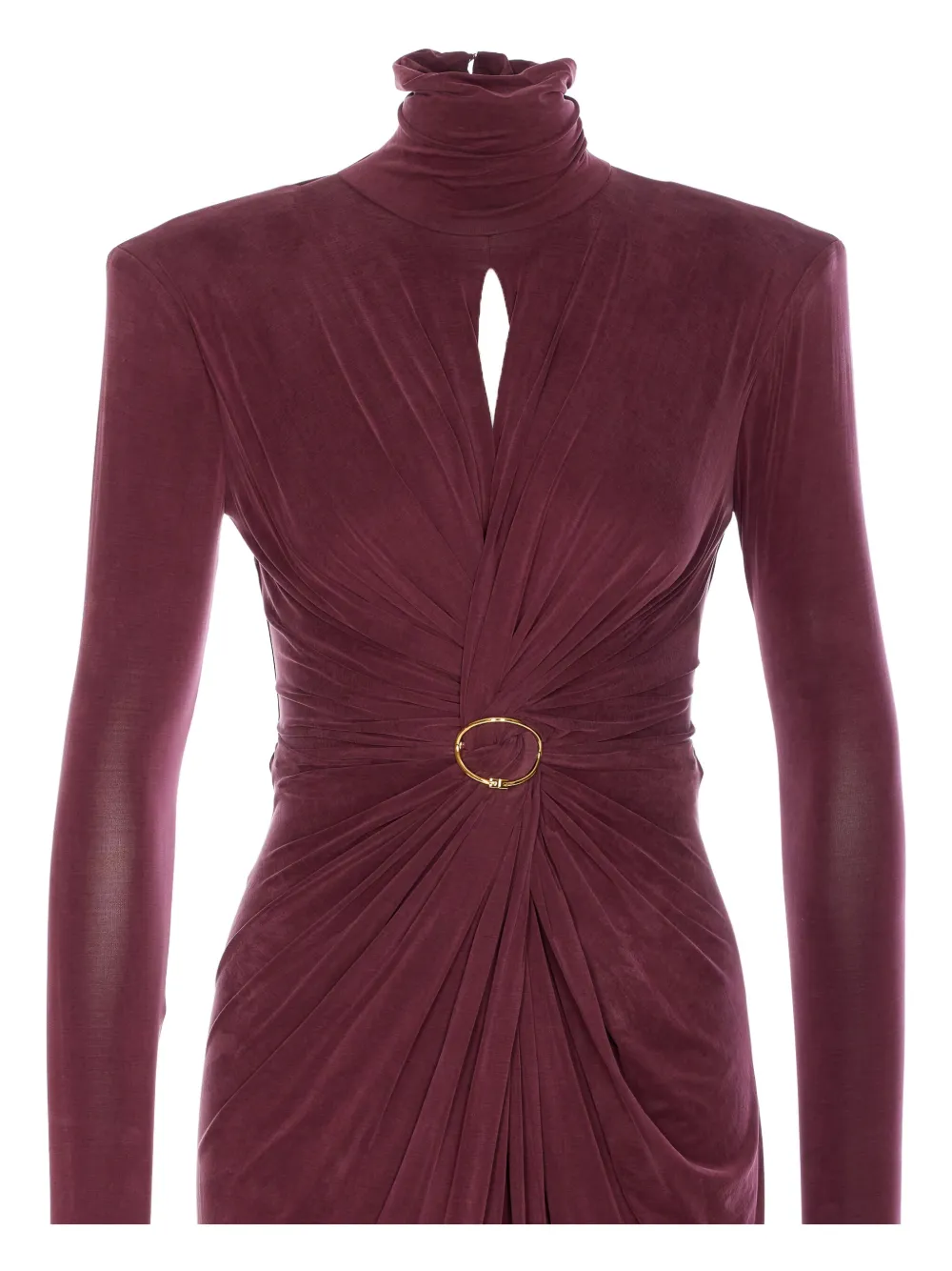 

Платье макси с высоким воротом и сборками Elisabetta Franchi, красный