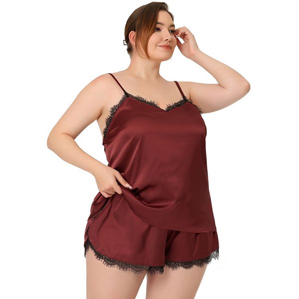 

Женский комплект пижамы plus size с кружевной вставкой на майке и эластичным поясом Agnes Orinda