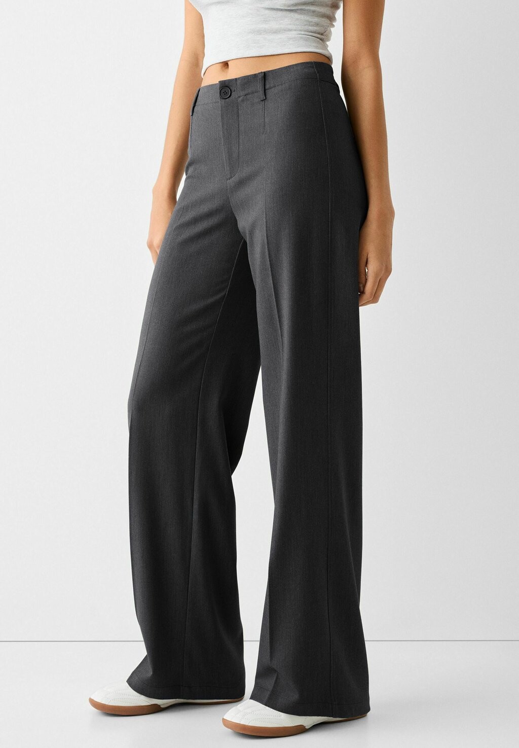 

Брюки WIDE-LEG TAILORED Bershka, цвет mottled dark grey