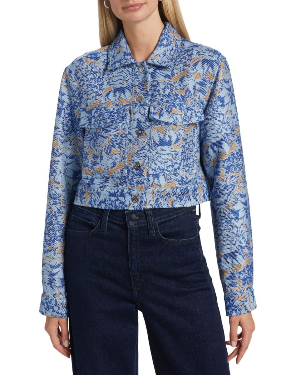 

Укороченный пиджак Marc Abstract на пуговицах Derek Lam 10 Crosby, цвет Ciel Multi