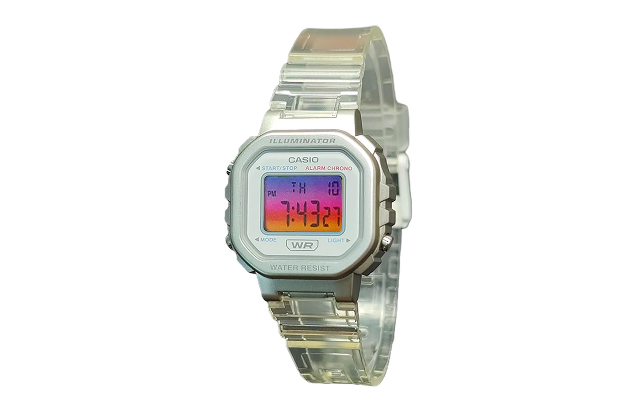 

CASIO Часы Retrofit Series Quartz Movement Resin Strap Watch Women's Watch White Dial, White Dial Purple Yellow Gradient Watch Glass