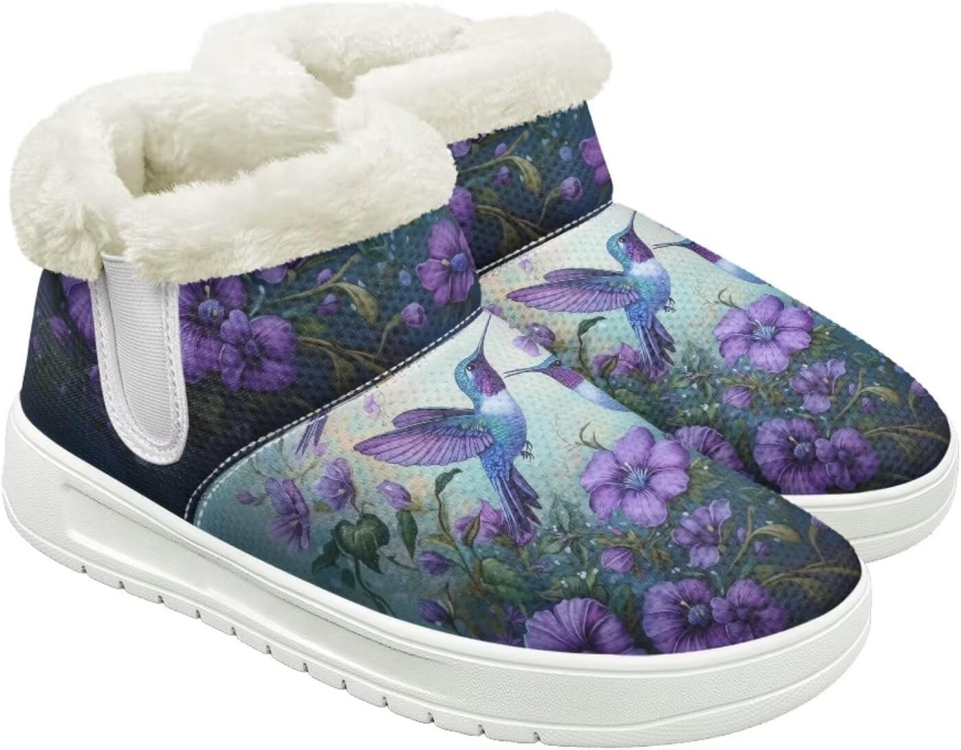 

Зимние сапоги для женщин и мужчин, теплые ботинки с утеплением, флисовая подкладка, удобная резиновая подошва, модный подарок Cugasmaru, Hummingbird Flower