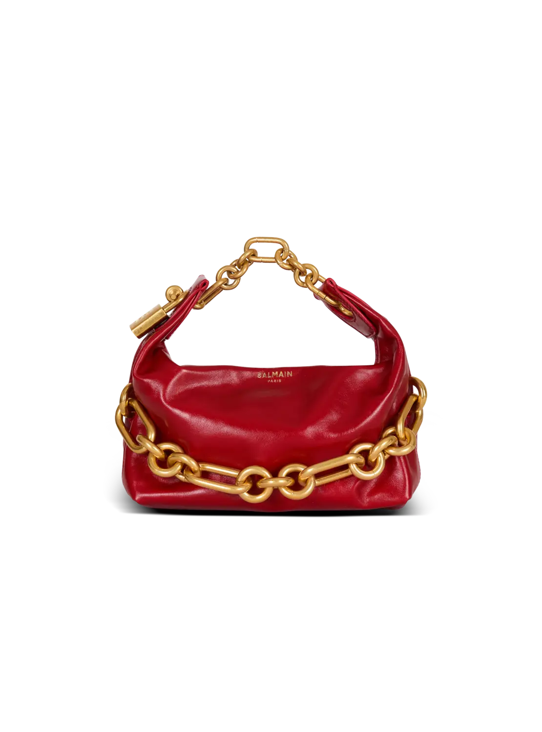 

Мини-сумка Sync из телячьей кожи Balmain, бежевый/черный/красный