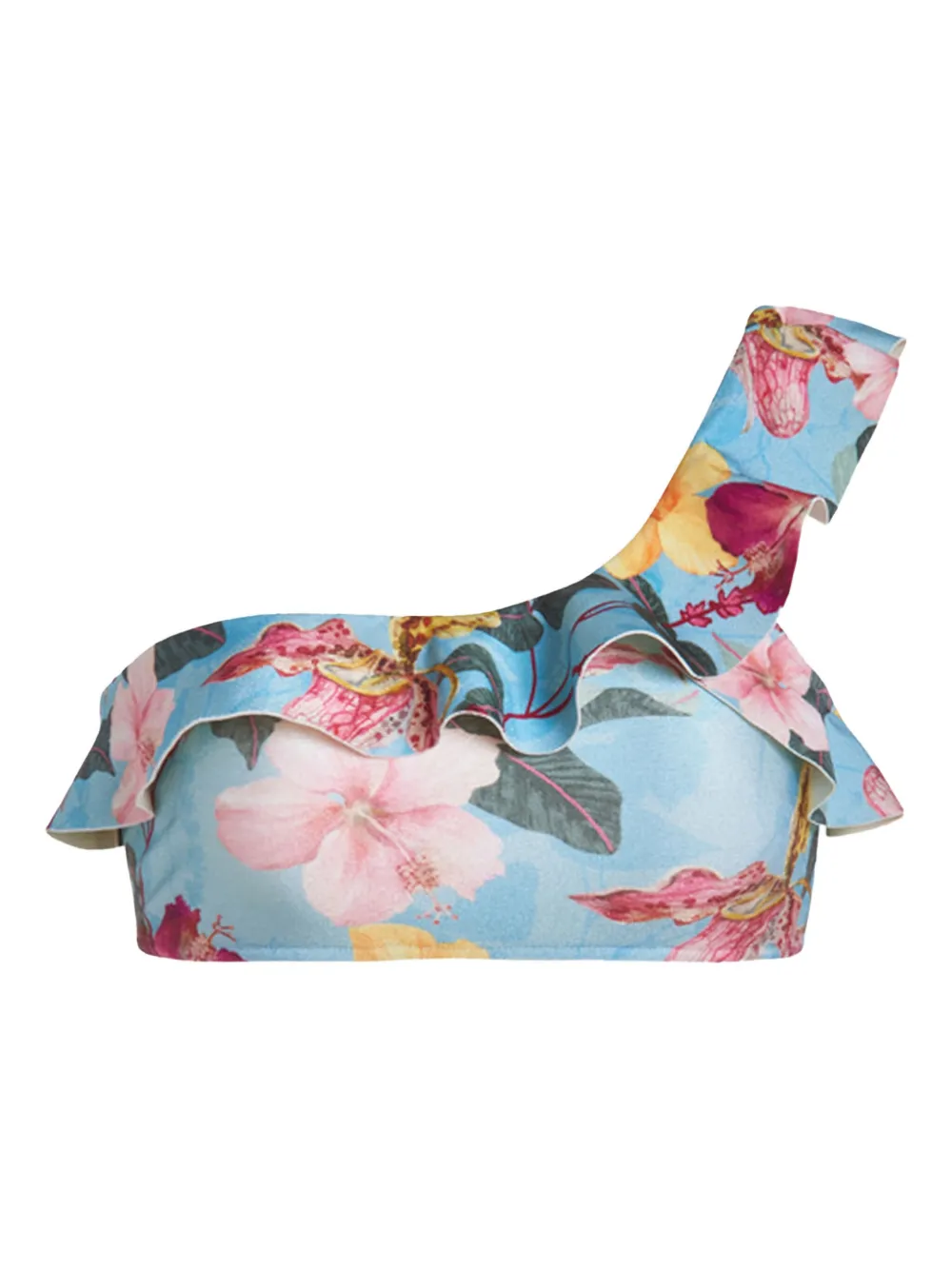 

Однолямочный верх бикини с принтом "гибискус" Patbo, синий