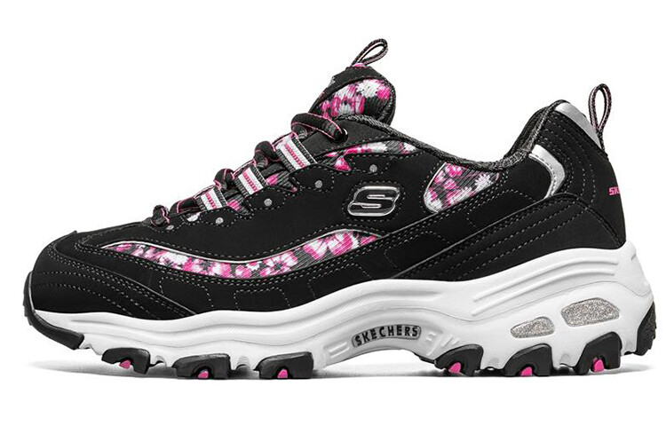 

Кроссовки женские толстые низкие черные серебристые Skechers, Черный, Кроссовки женские толстые низкие черные серебристые Skechers
