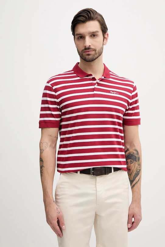 

Хлопковая поло Barret Pepe Jeans, красный