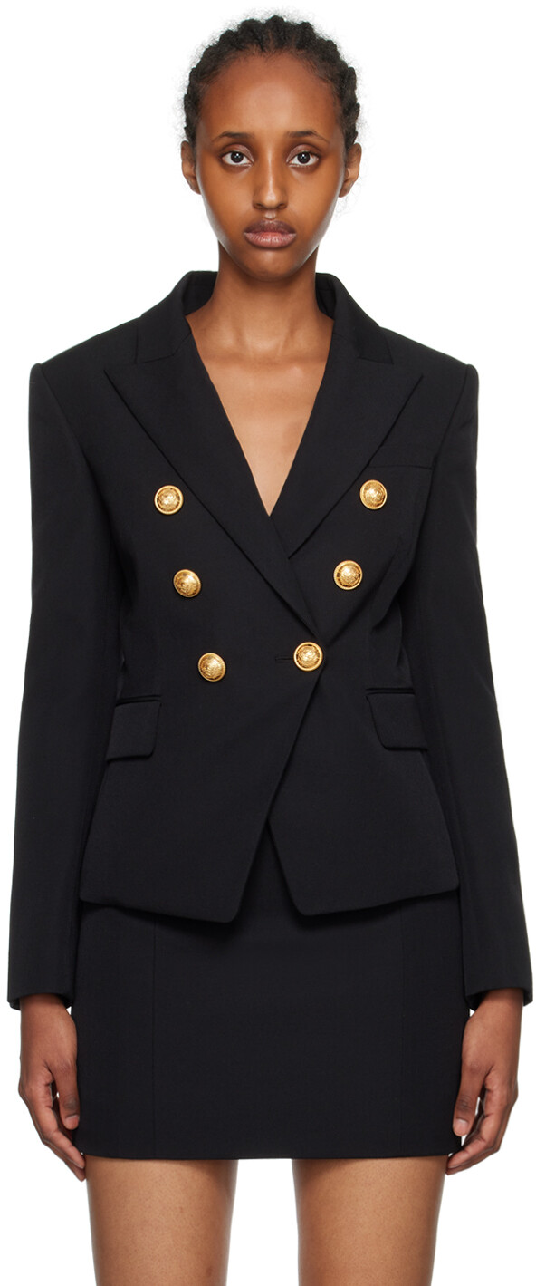 

Черный двубортный пиджак Balmain
